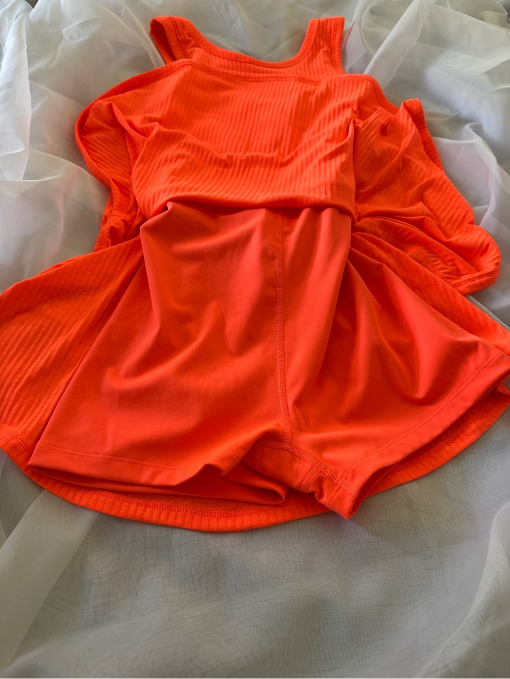 Free People Neon Orange Ribbed Mini Dress - Picture 12 of 12